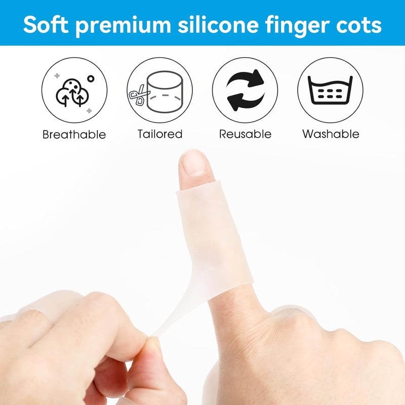 salbsever 10 Pcs Finger Sleeves Protectors Silicone Finger Protectors Silicone Finger Sleeve Finger Covers Cushions and Protects Gel Rubber Finger Shields Provide Relief for Cracked Finger - Image 4
